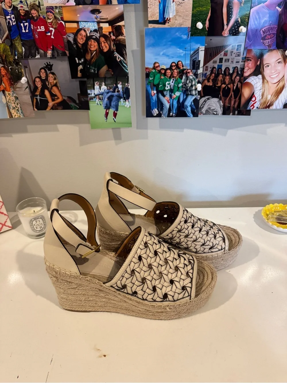 Tory Burch Basketweave Espadrille Wedges